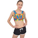 Lego Bricks, Colorful Dots Background V-Back Sports Bra