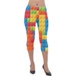 Lego Bricks, Colorful Dots Background Lightweight Velour Capri Leggings 