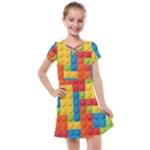 Lego Bricks, Colorful Dots Background Kids  Cross Web Dress