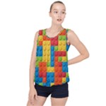 Lego Bricks, Colorful Dots Background Bubble Hem Chiffon Tank Top