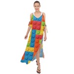 Lego Bricks, Colorful Dots Background Maxi Chiffon Cover Up Dress