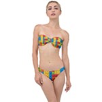 Lego Bricks, Colorful Dots Background Classic Bandeau Bikini Set