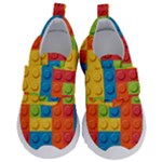 Lego Bricks, Colorful Dots Background Kids  Velcro No Lace Shoes