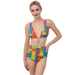 Lego Bricks, Colorful Dots Background Tied Up Two Piece Swimsuit