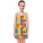 Lego Bricks, Colorful Dots Background Kids  Summer Sun Dress