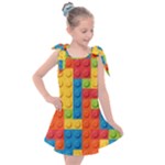 Lego Bricks, Colorful Dots Background Kids  Tie Up Tunic Dress