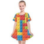 Lego Bricks, Colorful Dots Background Kids  Smock Dress