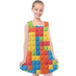 Lego Bricks, Colorful Dots Background Kids  Cross Back Dress