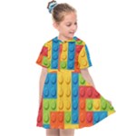 Lego Bricks, Colorful Dots Background Kids  Sailor Dress