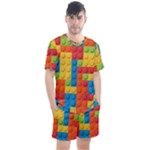 Lego Bricks, Colorful Dots Background Men s Mesh T-Shirt and Shorts Set