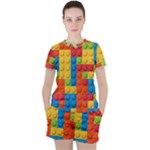 Lego Bricks, Colorful Dots Background Women s T-Shirt and Shorts Set