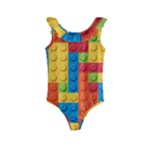 Lego Bricks, Colorful Dots Background Kids  Frill Swimsuit