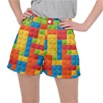 Lego Bricks, Colorful Dots Background Women s Ripstop Shorts