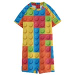 Lego Bricks, Colorful Dots Background Kids  Boyleg Half Suit Swimwear