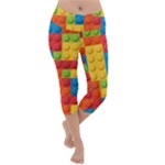 Lego Bricks, Colorful Dots Background Lightweight Velour Capri Yoga Leggings