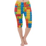 Lego Bricks, Colorful Dots Background Lightweight Velour Cropped Yoga Leggings