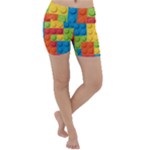 Lego Bricks, Colorful Dots Background Lightweight Velour Yoga Shorts