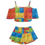 Lego Bricks, Colorful Dots Background Kids  Off Shoulder Skirt Bikini