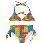 Lego Bricks, Colorful Dots Background Kids  Classic Bikini Set