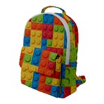 Lego Bricks, Colorful Dots Background Flap Pocket Backpack (Large)