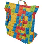 Lego Bricks, Colorful Dots Background Buckle Up Backpack