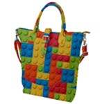 Lego Bricks, Colorful Dots Background Buckle Top Tote Bag