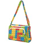 Lego Bricks, Colorful Dots Background Front Pocket Crossbody Bag