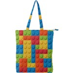 Lego Bricks, Colorful Dots Background Double Zip Up Tote Bag