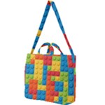 Lego Bricks, Colorful Dots Background Square Shoulder Tote Bag