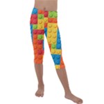 Lego Bricks, Colorful Dots Background Kids  Lightweight Velour Capri Leggings 