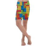 Lego Bricks, Colorful Dots Background Kids  Lightweight Velour Cropped Yoga Leggings