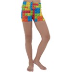 Lego Bricks, Colorful Dots Background Kids  Lightweight Velour Yoga Shorts