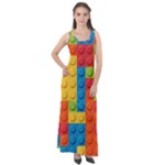 Lego Bricks, Colorful Dots Background Sleeveless Velour Maxi Dress