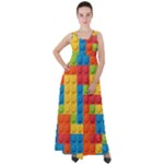 Lego Bricks, Colorful Dots Background Empire Waist Velour Maxi Dress