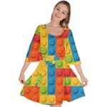 Lego Bricks, Colorful Dots Background Velour Kimono Dress