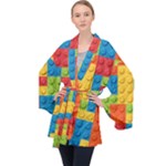 Lego Bricks, Colorful Dots Background Long Sleeve Velvet Kimono 