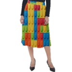 Lego Bricks, Colorful Dots Background Classic Velour Midi Skirt 