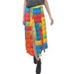 Lego Bricks, Colorful Dots Background Velour Split Maxi Skirt