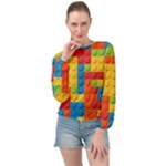 Lego Bricks, Colorful Dots Background Banded Bottom Chiffon Top