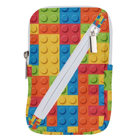 Lego Bricks, Colorful Dots Background Belt Pouch Bag (Large) from ArtsNow.com