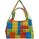 Lego Bricks, Colorful Dots Background Double Compartment Shoulder Bag