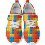 Lego Bricks, Colorful Dots Background Men s Velcro Strap Shoes