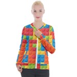 Lego Bricks, Colorful Dots Background Casual Zip Up Jacket