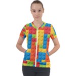 Lego Bricks, Colorful Dots Background Short Sleeve Zip Up Jacket