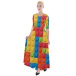 Lego Bricks, Colorful Dots Background Half Sleeves Maxi Dress