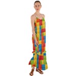 Lego Bricks, Colorful Dots Background Cami Maxi Ruffle Chiffon Dress