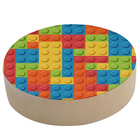 Lego Bricks, Colorful Dots Background Wooden Bottle Opener (Round) from ArtsNow.com