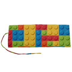 Lego Bricks, Colorful Dots Background Roll Up Canvas Pencil Holder (S) from ArtsNow.com