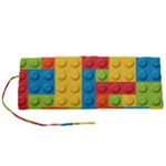 Lego Bricks, Colorful Dots Background Roll Up Canvas Pencil Holder (S)