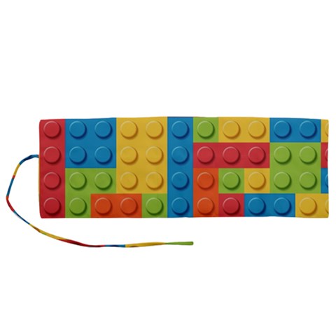 Lego Bricks, Colorful Dots Background Roll Up Canvas Pencil Holder (M) from ArtsNow.com